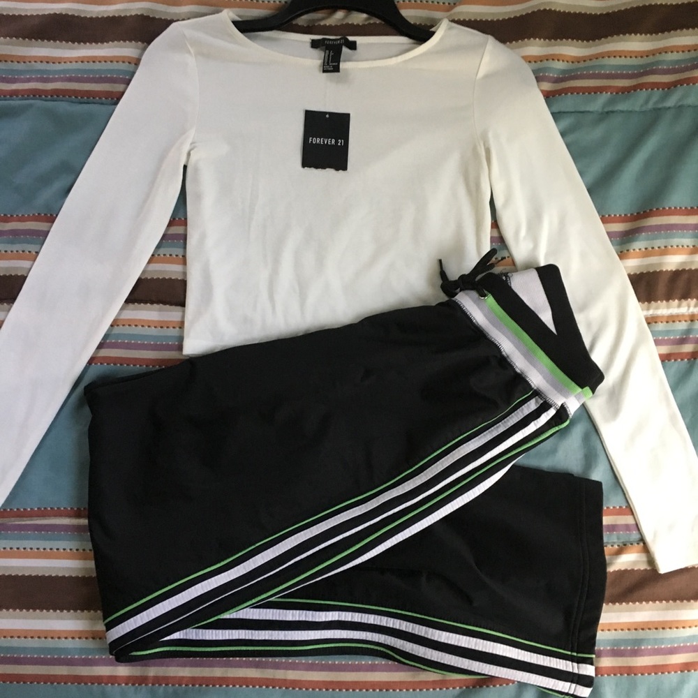 Thin white midriff long-sleeve forever 21 shirt